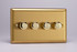 Varilight Brushed Brass 2-Way V-Pro Push On/Off Rotary Polished Brass LED Dimmer 0-120W (1-4 Gang)