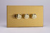 Varilight Brushed Brass Screwless 2-Way V-Pro Push On/Off Rotary LED Dimmer 0-120W (1-4 Gang)