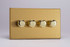 Varilight Brushed Brass Screwless 2-Way V-Pro Push On/Off Rotary LED Dimmer 0-120W (1-4 Gang)