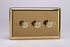 Varilight Victorian Brass 2-Way V-Pro Push On/Off Rotary Polished Brass LED Dimmer 0-120W (1-4 Gang)