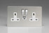 Varilight Polished Chrome Screwless 2-Gang 13A Single Pole Switched Socket with 1x USB A & 1x USB C Charging Ports