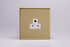 Varilight Polished Brass Screwless 1-Gang White Round Pin Socket