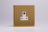 Varilight Polished Brass Screwless 1-Gang White Round Pin Socket