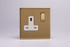 Varilight Polished Brass Screwless 13A Double Pole White Switched Socket (1-2 Gang)