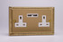 Varilight Georgian Brass 2-Gang 13A Unswitched Socket + 2x5V DC 2100mA USB Charging Ports