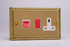 Varilight Georgian Brass 45A Cooker Panel with 13A Double Pole Switched Socket Outlet (Red Rocker)