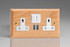 Varilight Oak Kilnwood 2-Gang 13A Switched Socket + 2x5V DC 2100mA USB Charging Ports