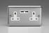 Varilight Matt Chrome 2-Gang 13A Unswitched Socket + 2x5V DC 2100mA USB Charging Ports