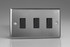 Varilight Brushed Steel 10A 1 or 2 Way Black Rocker Switch (1-6 Gang)