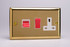 Varilight Victorian Brass 45A Cooker Panel with 13A Double Pole Switched Socket Outlet (Red Rocker)