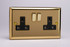 Varilight Victorian Brass 2-Gang 13A Double Pole Switched Socket