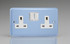 Varilight Duck Egg Blue Lily 13A Double Pole Switched Socket (1-2 Gang)