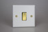 Varilight Matt White Vogue 20A Double Pole Polished Brass Rocker Switch