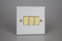 Varilight Matt White Vogue 10A 1 or 2 Way Polished Brass Rocker Switch (1-4 Gang)