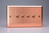 Varilight Brushed Copper 10A 1 or 2 Way Polished Copper Toggle Switch (1-3 Gang)