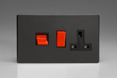 Varilight Premium Black Screwless 45A Cooker Panel with 13A Double Pole ...