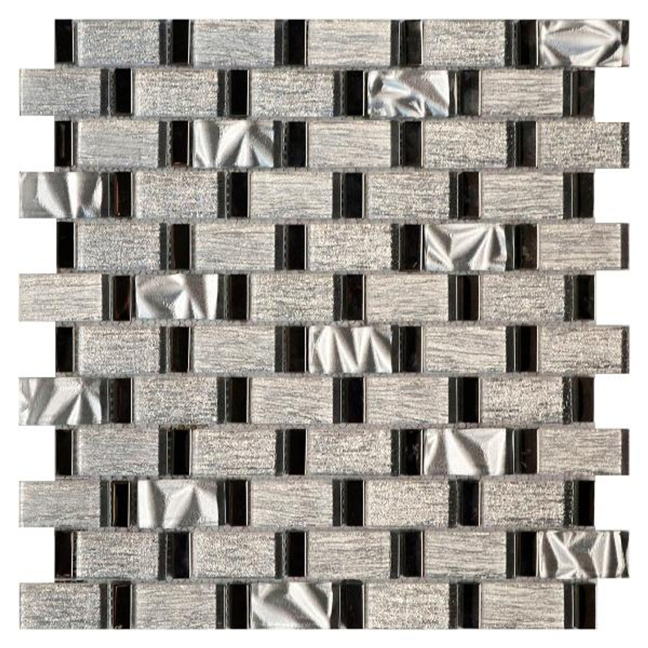 Glamour Clear Mirror effect Glass & marble Mosaic tile, (L)300mm (W)300mm