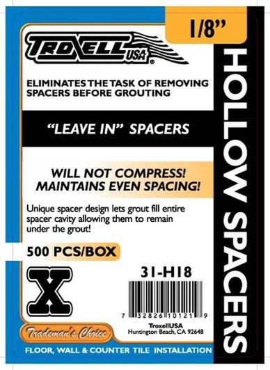 Hollow Regular Leave-In Spacers 1/8 500 Pack - EACH
