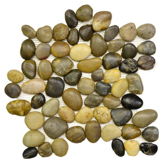 Rounded Pebble Stone High Polish Multi Color Mosaic - EACH Rounded Pebble Stone High Polish Multi Color Mosaic - EACH