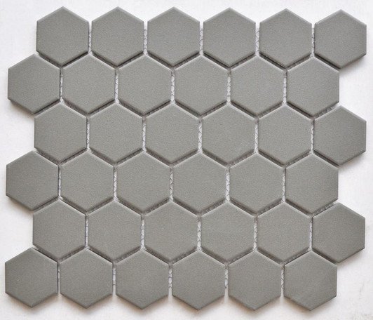 Silver 2" Hexagon Porcelain Mosaic - EACH