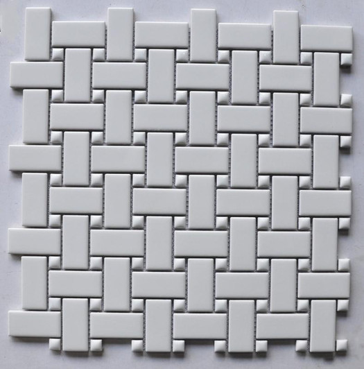 White Glossy Basketweave Porcelain Mosaic - EACH White Glossy Basketweave Porcelain Mosaic - EACH
