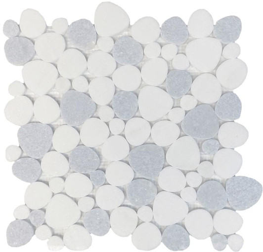 Thassos White Blue Celeste Marble Mosaic 12x12 - EACH