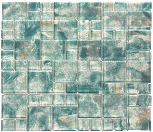 Abstract Aqua Glass Mosaic 12x12 - EACH
