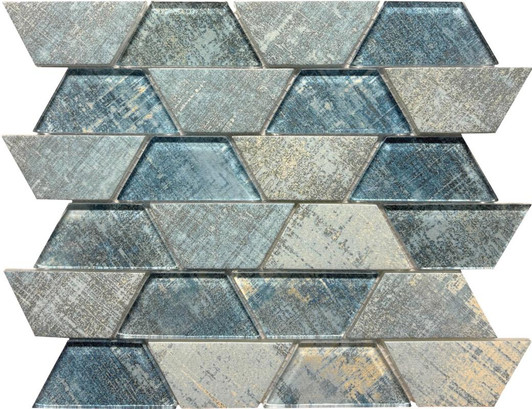 Flutter Blue Trapezoid Glass Mosaic 12x12 - EACH