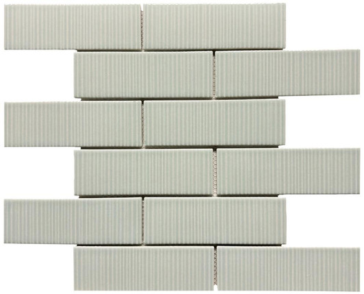 Coastal Hues Green 2x6 Glass Mosaic 12x12 - EACH