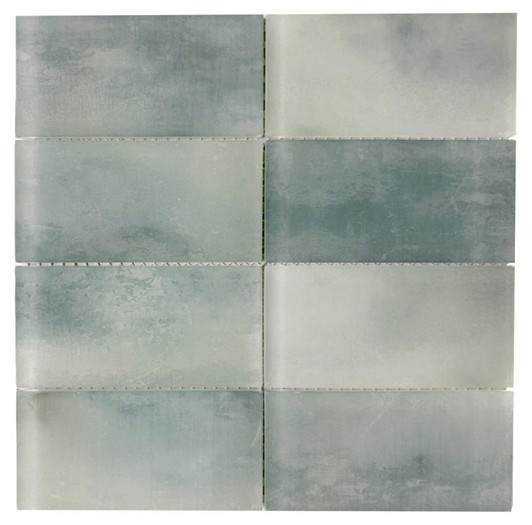 Seafoam Mist 3x6 Glass Mosaic 12x12 - EACH