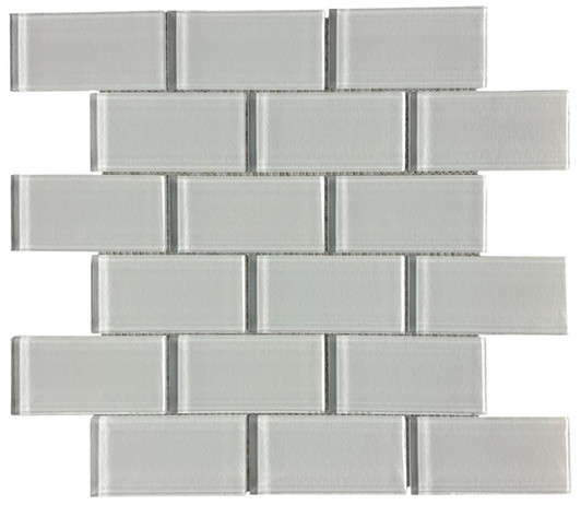 Bright White 2x4 Brick Glass Mosaic 12x12 - EACH