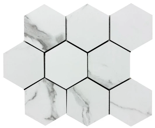 Cellini Blanco 4" Hexagon Mosaic 11x14 - EACH