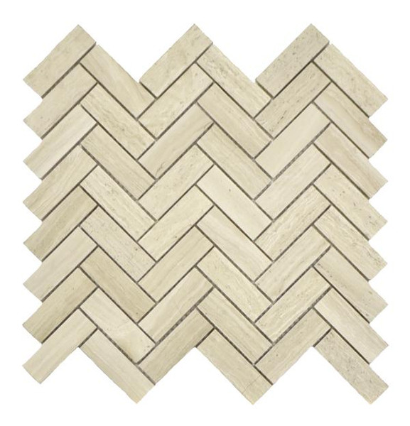 White Wood Herringbone Mosaic Polished 12x13 - EACH