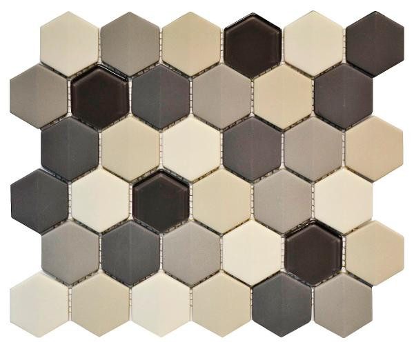 Ash Blend Ginger 2" Hexagon Glass Mosaic 11.7x10.2 - EACH