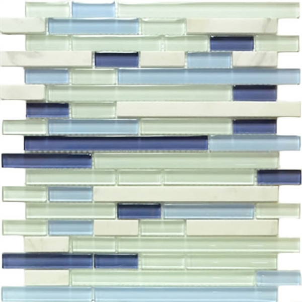 Carrara/Blue/Glass Sticks Mosaic 12x12 - EACH