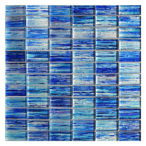 Aqua Blue Stacked Glass Mosaic 12x12 - EACH