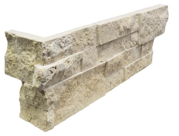 Light Travertine Splitface Ledger Corner 6x24 - EACH