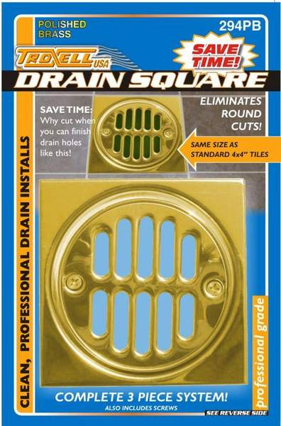 Drain Square Kit Polished Brass - EACH