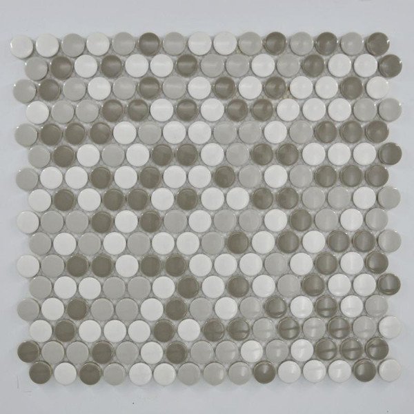 Grey Blend Penny Round Mosaic 12.17x12.4 - EACH