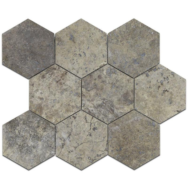 Silver Trav 4" Honeycomb Mosaic - EACH