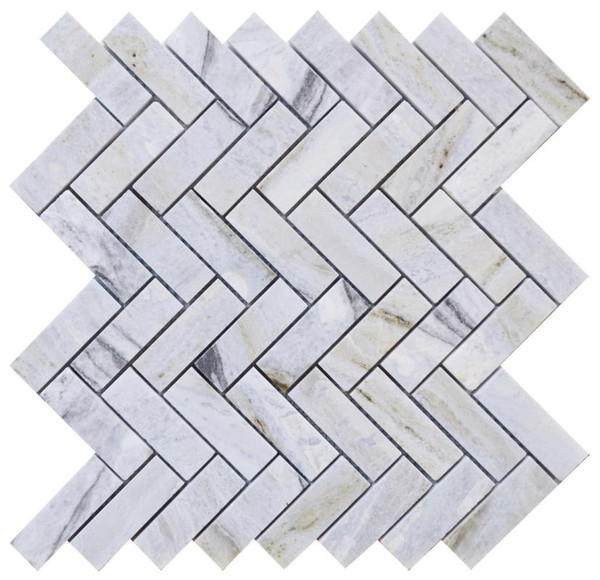 Blue Valley 1x3 Herringbone Honed Marble Mosaic 12x13 - EACH