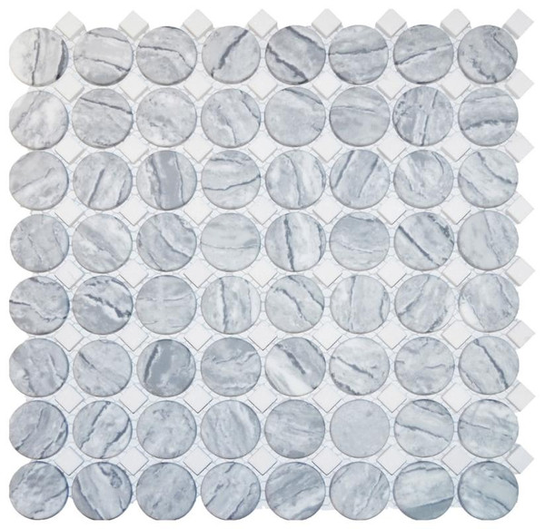 Silver Marble Penny with Dot Glass Mosaic 11.6x11.6 - EACH