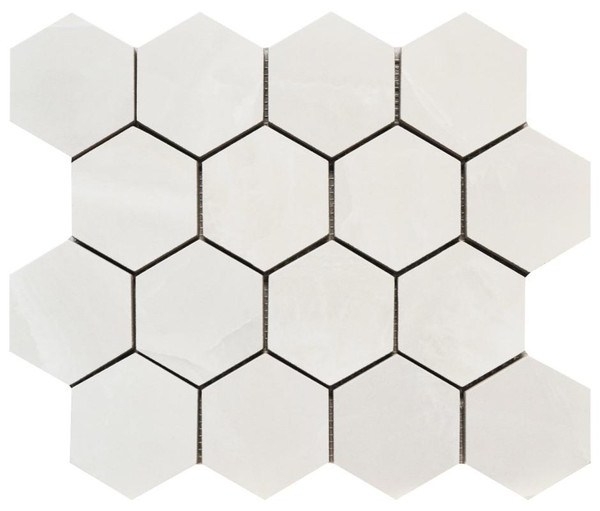 Era Elegant White Matte 3" Hexagon Mosaic 12x12 - EACH