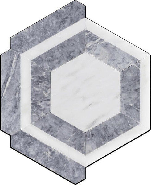 Grey/White Marble Hexagon Honed 12x10 - CASE