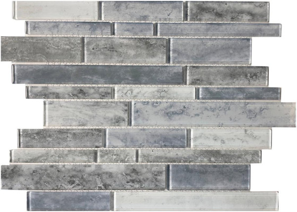 Blue Grey Blend Linear Glass Mosaic - EACH