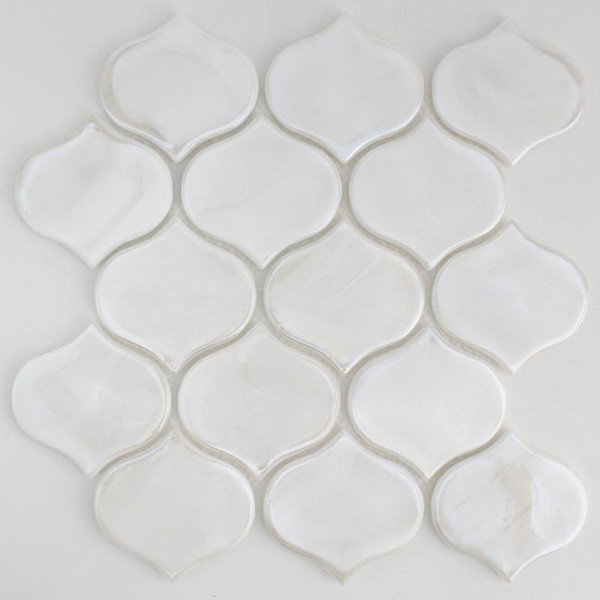 Oyster White Teardrop Glass Mosaic 10x11 - EACH
