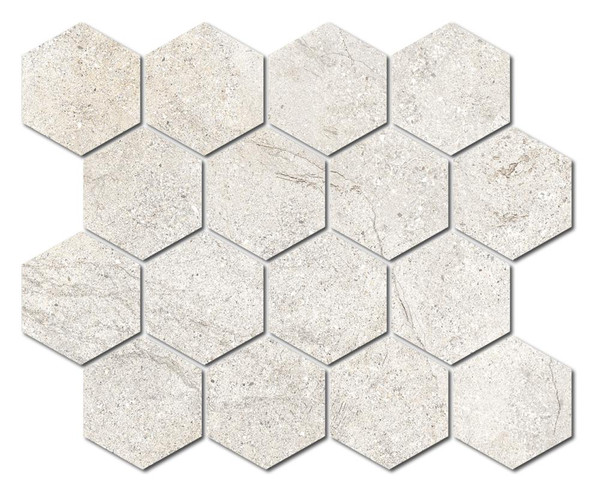 Milestone White 3" Hexagon Porcelain Mosaic 11.42x10.63 - EACH