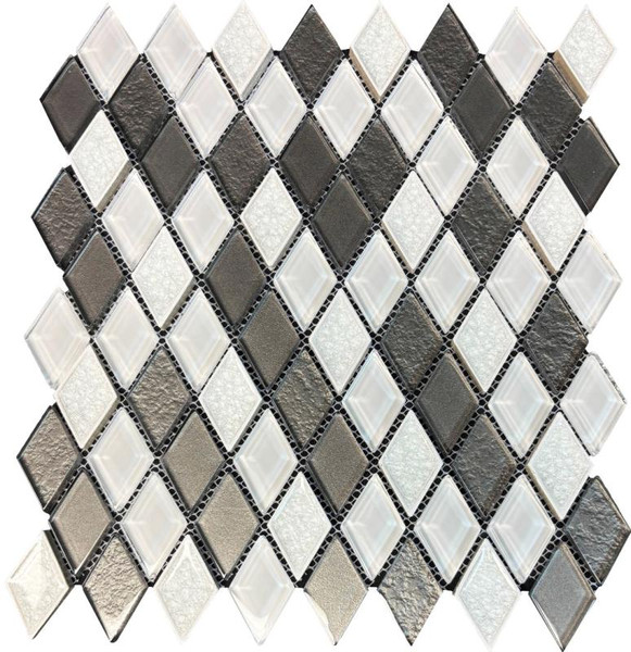 Glacier White Diamond Glass Mosaic 11.25x12 (MG838) - EACH