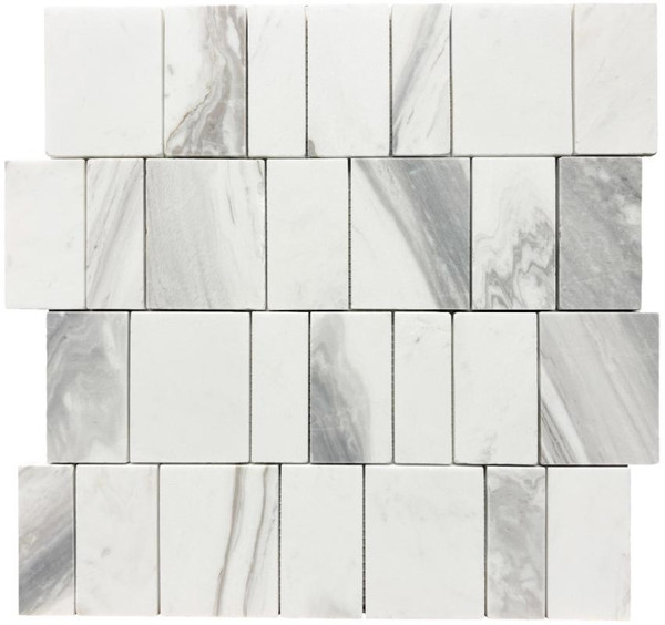 Skyscape White Offset Piano Honed Marble Mosaic 12x12 - EACH