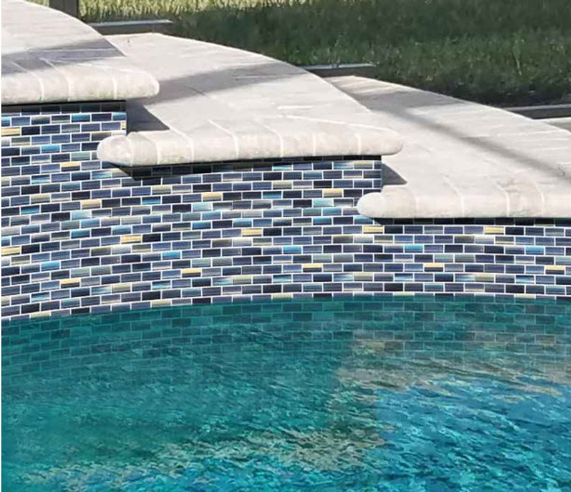 Glass Pool Mosaic Tile Silver Blend 1x2